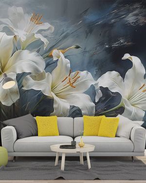 Lux Nocturne Lily 4D Mural Wallpaper