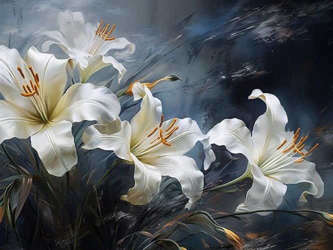 Lux Nocturne Lily 4D Mural Wallpaper