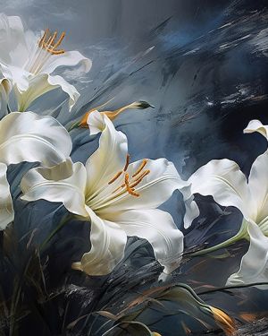 Lux Nocturne Lily 4D Mural Wallpaper