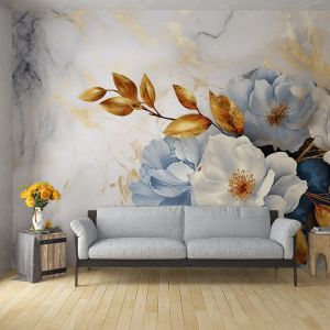 Marble Bloom Elegance 4D Mural Wallpaper