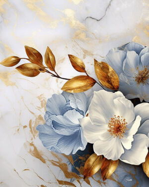 Marble Bloom Elegance 4D Mural Wallpaper