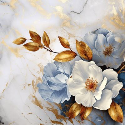 Marble Bloom Elegance 4D Mural Wallpaper