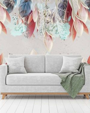 Floral background in pastel colors and spring plants