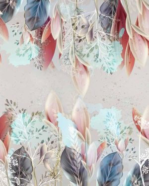 Floral background in pastel colors and spring plants