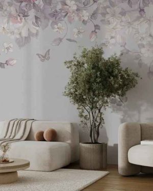 Floral pattern with butterflies 4a wallpaper