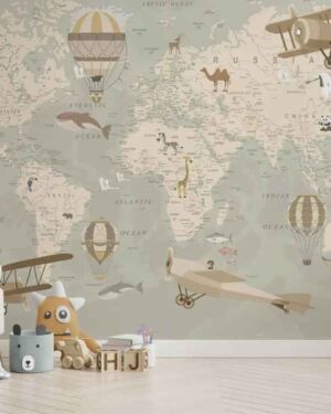 Wall Murals World Map for kids