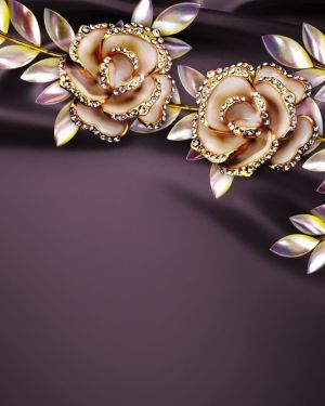 Beautiful 3D Flowers on Dark Purple Cloth Background