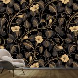 Empty room with a floral wall mockup