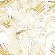 Exotic tropical floral golden line flowers