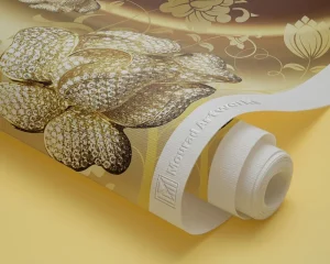 Luxurious Golden Floral 3D Mural Wallpaper | Mourad Artworks Dubai