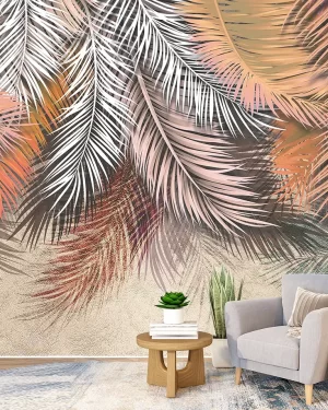 Tropical trees and leaves 4D Mural Wallpaper