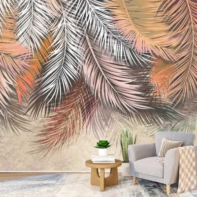 Tropical trees and leaves 4D Mural Wallpaper