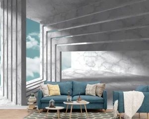 Empty Corridor with Light Effect 4D Mural Wallpaper