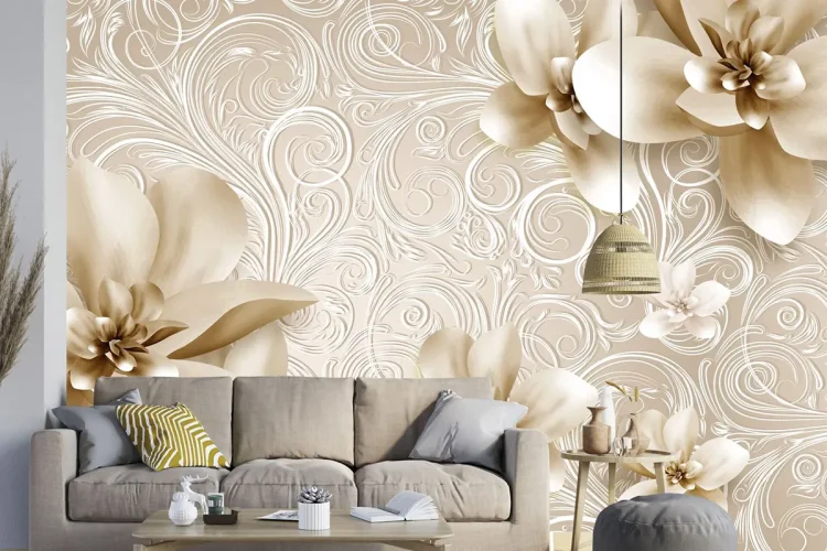 Elegant Flowers 4D Mural Wallpaper