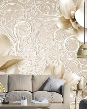 Elegant Flowers 4D Mural Wallpaper