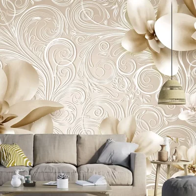 Elegant Flowers 4D Mural Wallpaper