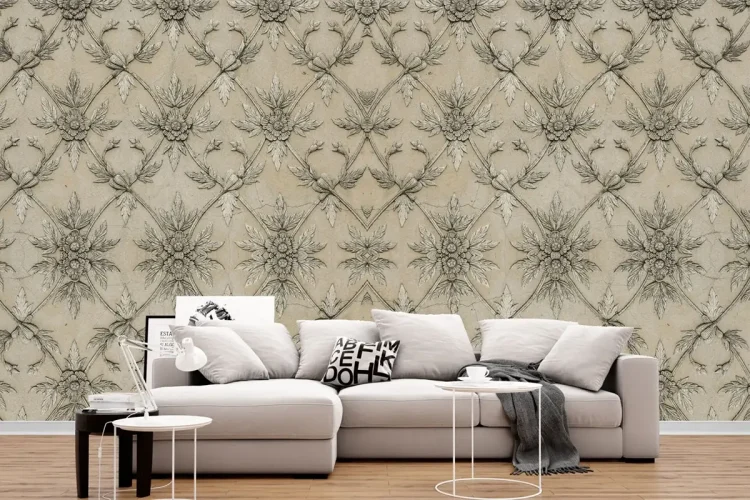 The Flower shape line 4D Mural Wallpaper