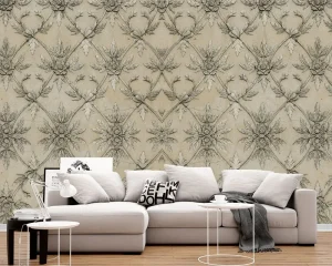 The Flower shape line 4D Mural Wallpaper