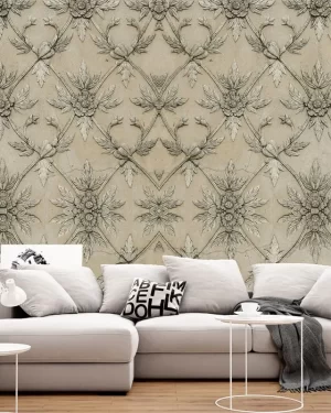 The Flower shape line 4D Mural Wallpaper