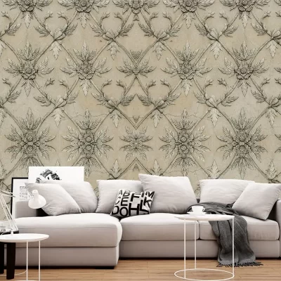 The Flower shape line 4D Mural Wallpaper