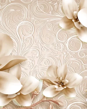 Elegant Flowers 4D Mural Wallpaper