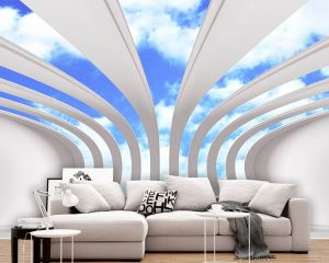 Skyline Arch 4D Mural Wallpaper: Open Up Your Space to Endless Blue