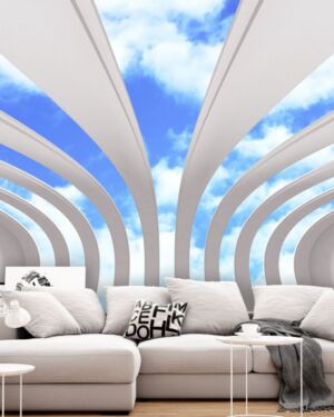 Skyline Arch 4D Mural Wallpaper: Open Up Your Space to Endless Blue