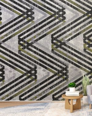 Geometric 4D Mural Wallpaper: Modern Abstract Art for Stylish Interiors