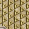 Gold ceramic tiles composite 3D triangles with bevels and simple triangular wood elements