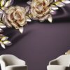 Beautiful 3D Flowers on Dark Purple Cloth Background