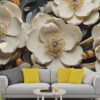 Midnight Floral Elegance 4D Mural Wallpaper