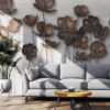 Metallic Florals 4D Mural Wallpaper