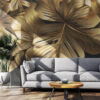 Golden Foliage Opulence 4D Mural Wallpaper