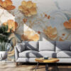 Creme Gold Blossom 4D Mural Wallpaper