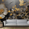 NOIR GOLD FLORA 4D MURAL WALLPAPER