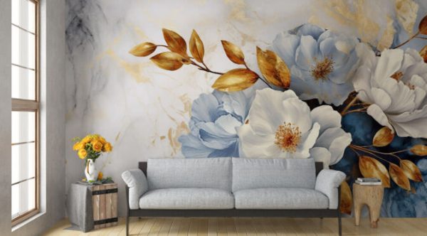 MARBLE BLOOM ELEGANCE 4D MURAL WALLPAPER