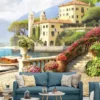 Breathtaking Mediterranean Villa 3D Mural Wallpaper | Mourad Artworks Dubai